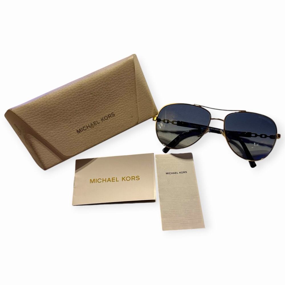 Michael Kors Sabina III MK5014 Aviator Sunglasses Gold Chain Link Temple 59mm